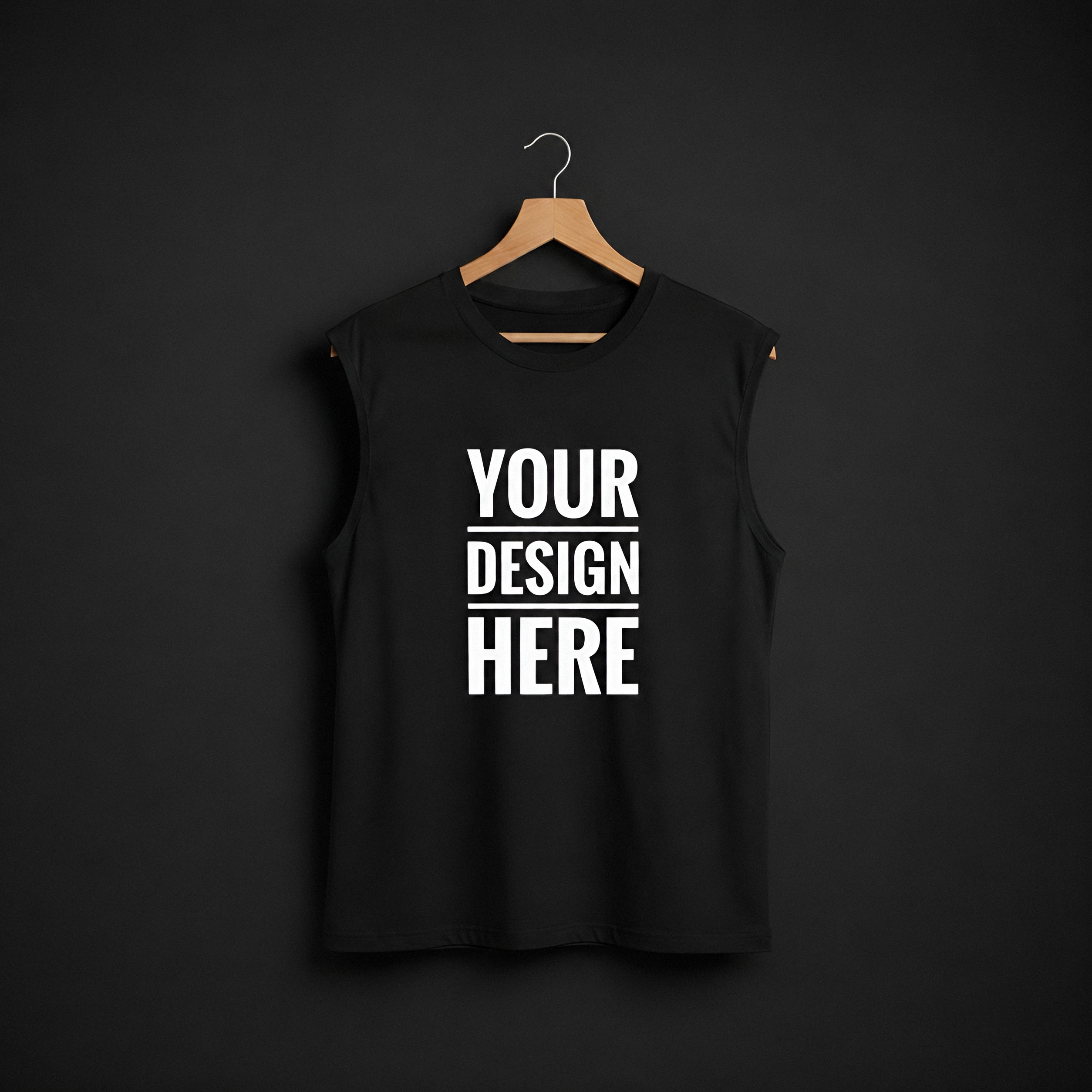 Black Cotton Sleeveless T-Shirt