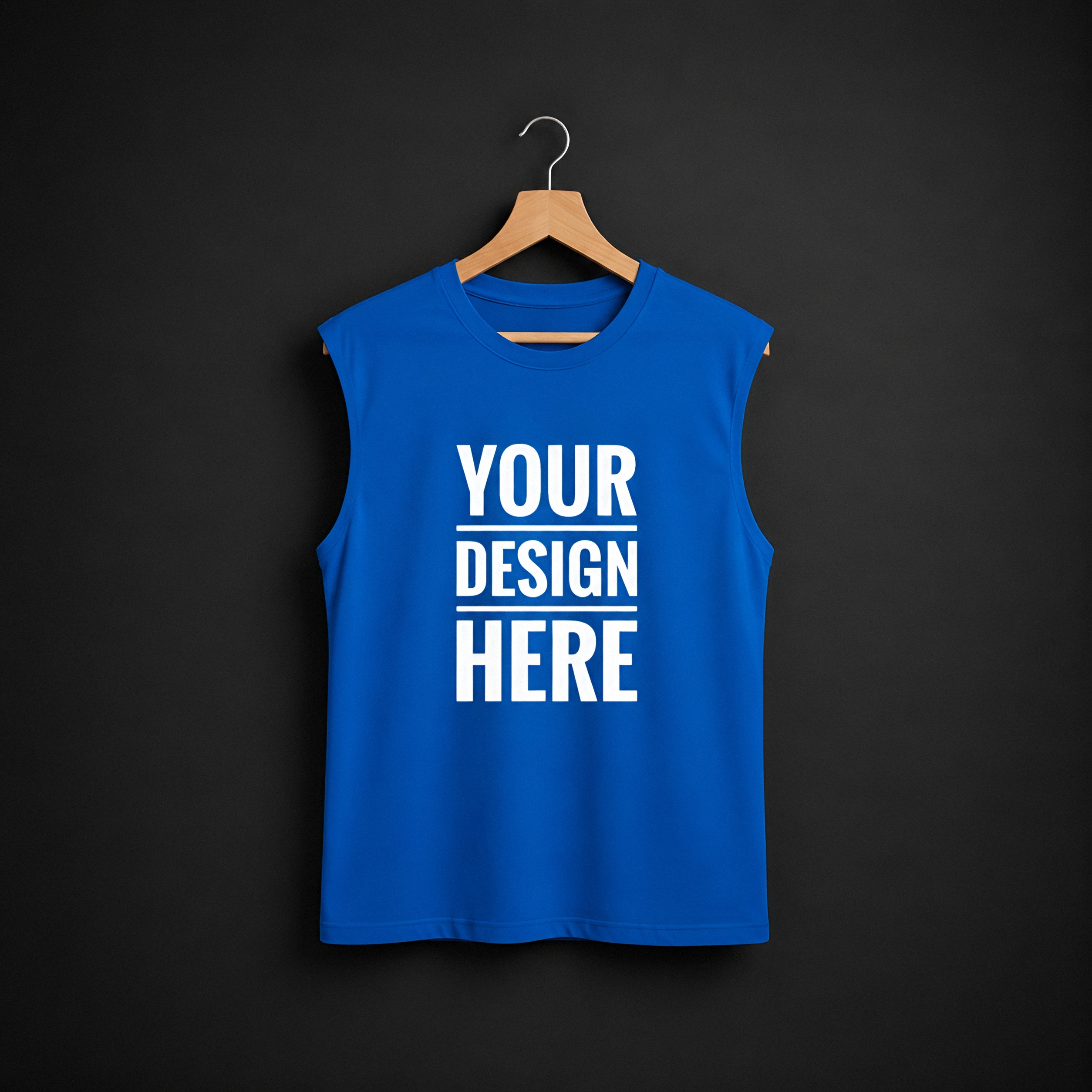 Royal Blue Cotton Sleeveless T-Shirt