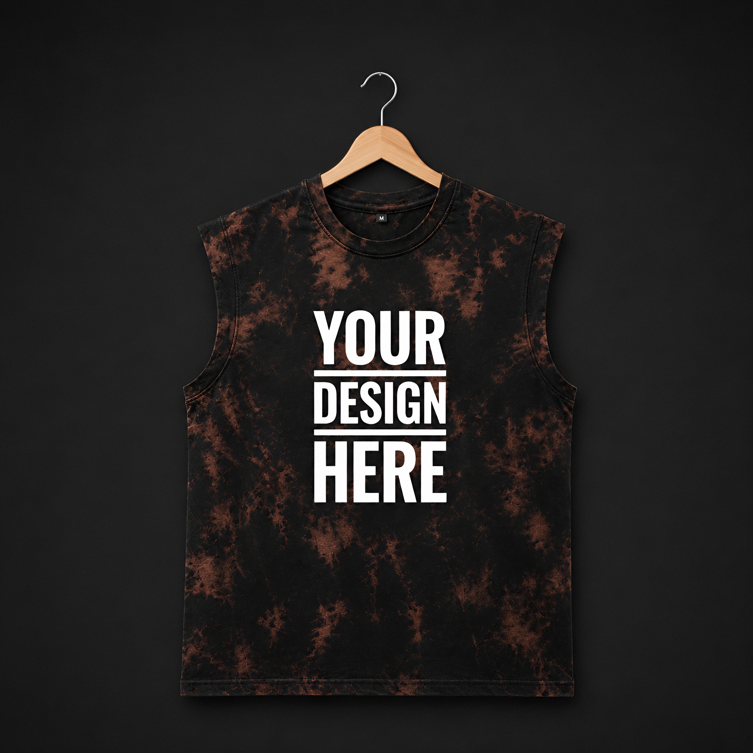 Black Acid Wash Polycotton Sleeveless T-Shirt