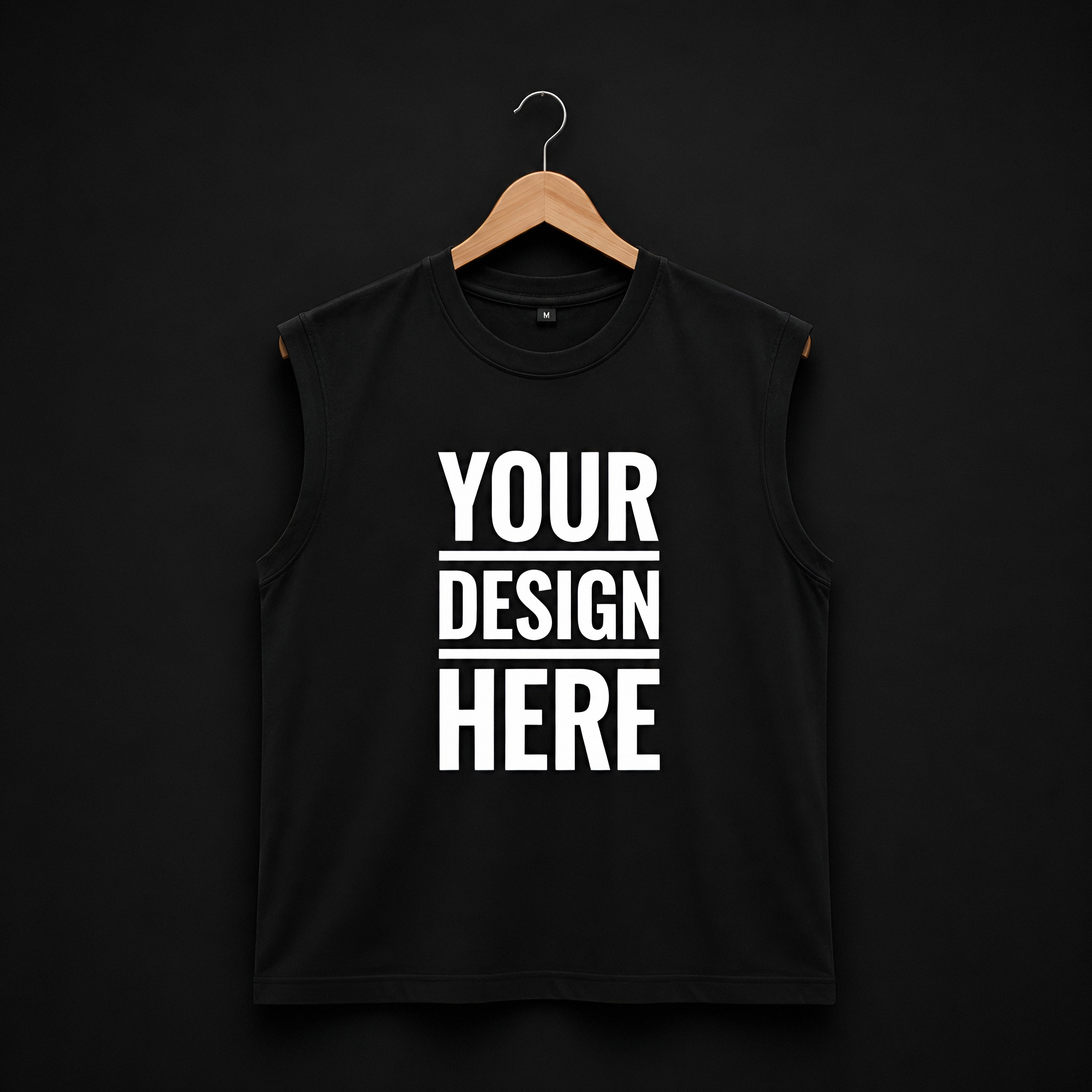 Black Polycotton Sleeveless T-Shirt